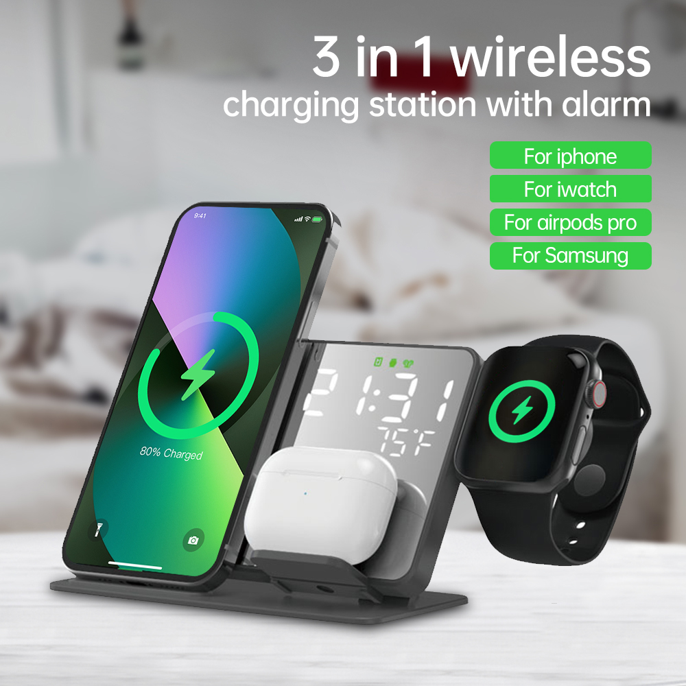 Smartwatch Watches Digital - 3 in 1 kablosuz şarj iPhone