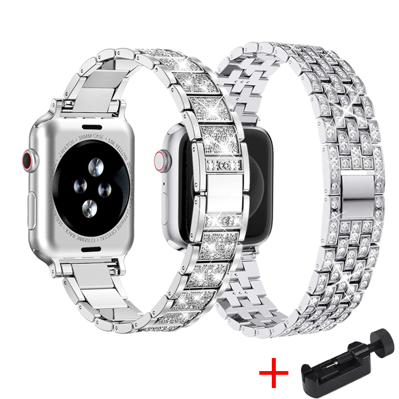 Smartwatch Luxury Watches For Women - Apple için 2 adet elmas kayış