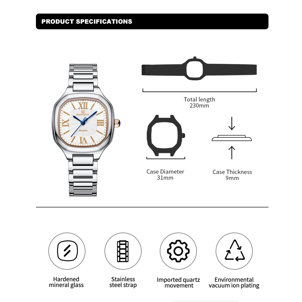 NAVIFORCE Lüks kadın saati Kar - Minimalist Thin Watch incelemesi ve fiyatı