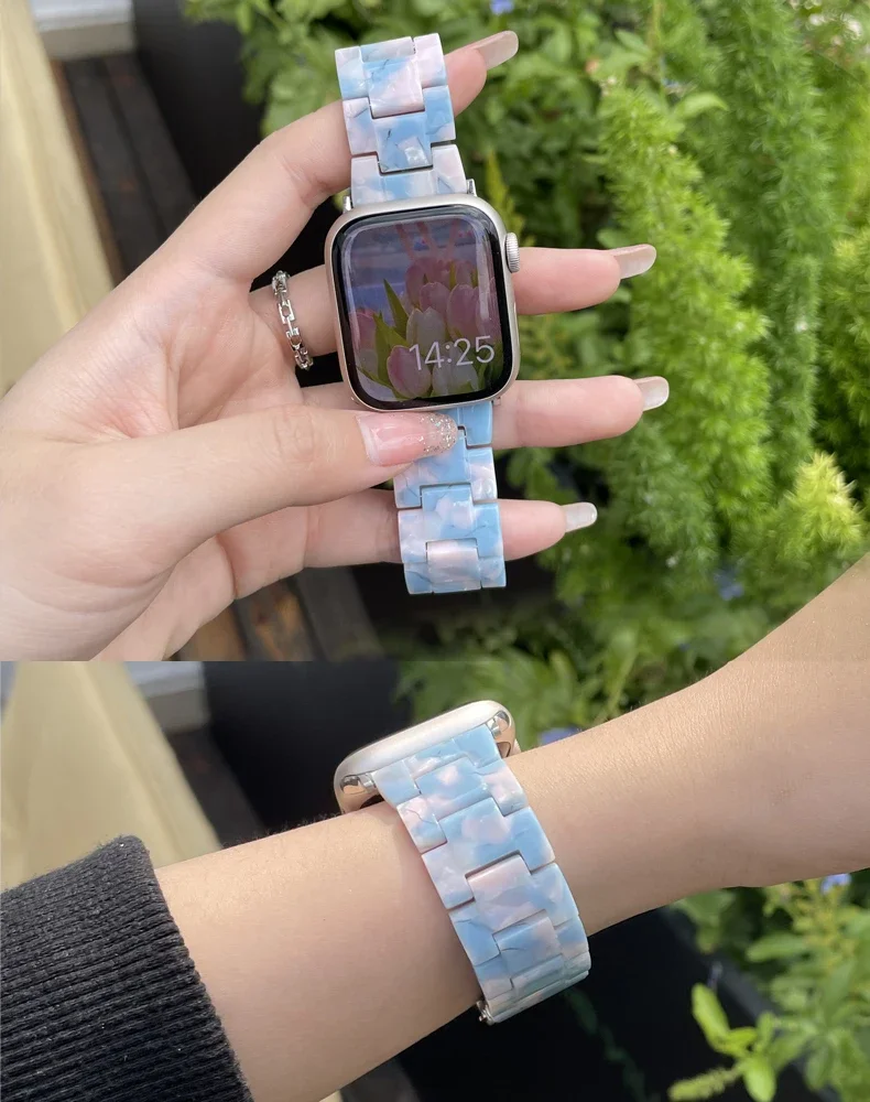 Apple için lüks reçine kayış i - Smartwatch Luxury Watches For Women incelemesi ve fiyatı