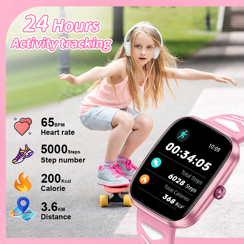 LIGE Yeni 1.75 İnç Bluetooth Ç - Smartwatch Digital Watches For Kid Boy With Alarm incelemesi ve fiyatı